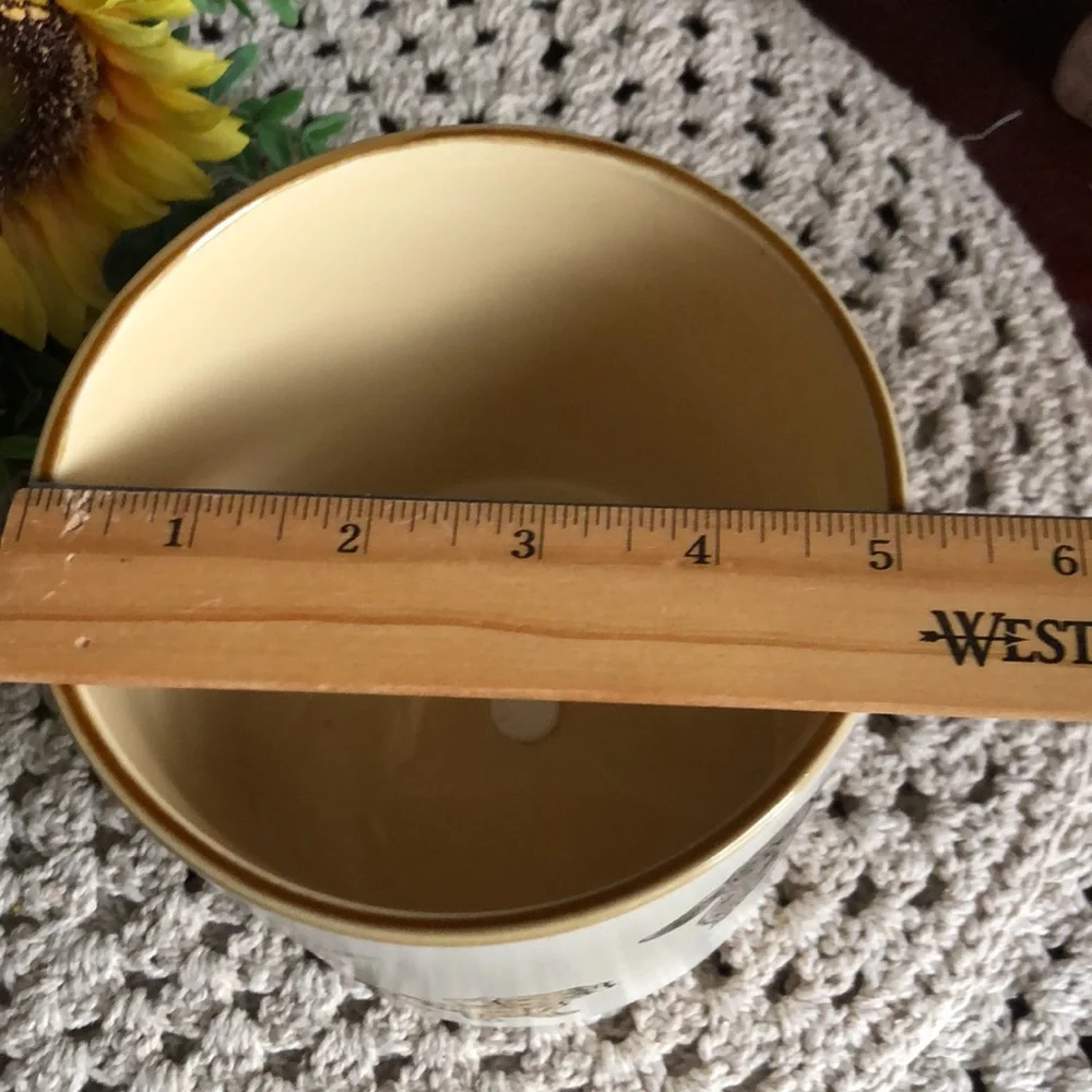Cream Ceramic Planter Pot with Gray and Brown Dachshund Illustrations